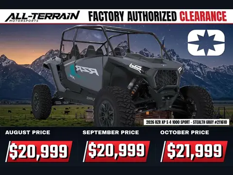 2026 Polaris RZR XP S 4 1000 Sport - Stealth Gray